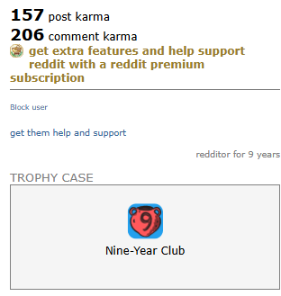 REDDIT ACCOUNT with 363 karma, Post KARMA 157 and Comment Karma 206, 9 years 9 months